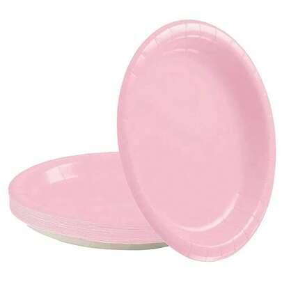 50/30/10pcs 9inch/7inch Plain Pink Party Set, Light Pink Tableware, Paper Plates, Wedding Party Decor Gifts, Birthday, Party, Family Picnic Paper Plates