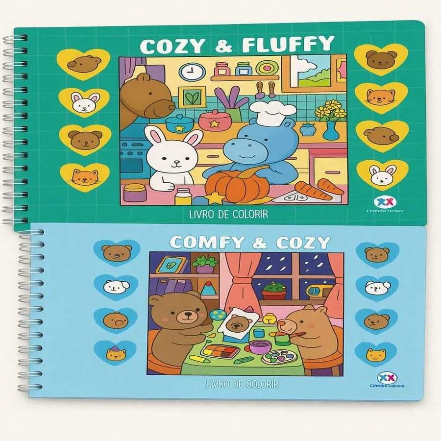 Kit 2 Livro Colorir Comfy e Cozy Divertido Capa Dura Escola Coleção ...