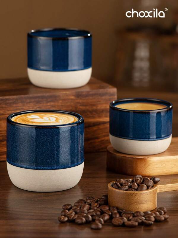 choxila 1pc Blue Rough Ceramic Coffee Cup, Mug, Middle Eastern Style, Espresso Cup, Retro Ceramic Gongfu Tea Cup, Host's Tea Cup, Holiday Gift, For Office, Cafe, Coffee Corner, Afternoon Tea, House Party, Gift For Saudi National Day