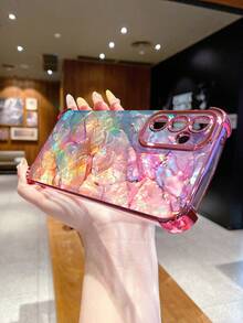 1个蓝紫色大理石渐变防震电镀摄像头UV印刷保护壳，兼容三星/Galaxy/Infinix/红米/OPPO/vivo/Realme，防水防摔防刮，国际版，非国内版 - 粉色 - 查看 7