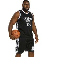 Men's Adult Sports Set: T-Shirt With Basketball Shorts - Davip negro personalizado - Ver 1