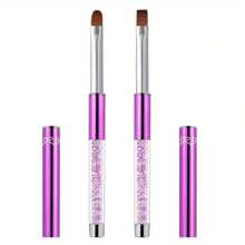 Oval & Flat UV Gel Nail Brush Rhinestone Handle Professional Nail Art Design Brushes,Nali Art Brush,Suitable For Beginners And Professional Nail Artists To Use At Home - Purple - View 2