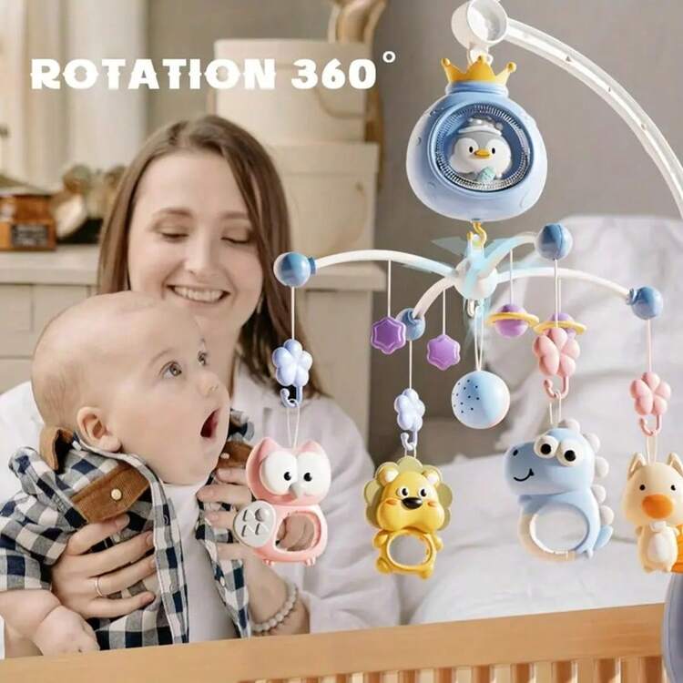 Remote Control Baby Crib Mobile: Projection Night Light, Soothing Music And Animal Toys, Helps Baby Sleep, Nursery Decor - Newborn Gift - Multicolor - View 7