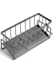 1 Piece Carbon Steel Sink Storage Rack, Kitchen/Bathroom Storage Drain Rack, Multi-Function Wall Storage Rack, Storage Artifact, Space-Saving Storage Rack, Sturdy And Durable, Suitable For Storage Of Sponges, Soaps, Brushes, Rags, Cleaners And Toiletries, Including Brush Holder, No Drilling Required, Easy To Install, Built-In Drain Pipe, Sink Dishcloth Storage Rack, Home Multi-Function Storage Rack, Home Organization Storage, Kitchen Pendant - Multicolor - View 14