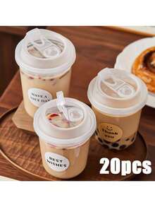 20-Pack Insulated Plastic Cups With Lid And Leak-Proof Design, Suitable For Milk Tea, Coffee, Juice, And More. Ideal For Take-Out From Beverage Shops And Homemade Drinks At Home. Both Aesthetically  And Practical - Nhiều màu - Xem 2