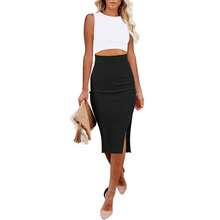 Elegante vestido midi ajustado blanco con recortes - Blanco y negro - Ver 1