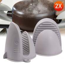 6pcs PAIR OF GREY SILICONE MINI MITT GRIPS HEAT RESISTANT POT HOLDER MITTS KITCHEN - Grey - View 1