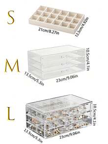 1 pièce Boîte de rangement pour bijoux à 3 couches transparente de 72 compartiments pour boucles d'oreilles, bagues, colliers et bracelets quotidiens pour femmes. Style tiroir 3 couches 72 compartiments amovibles grande capacité pour organisateur de perceuse à ongles et décoration d'ongles - multicolore - Voir 2
