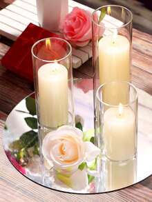 1 pieza Jarrón de cilindro de vidrio - Jarrón decorativo para boda, soporte de vela flotante de vidrio transparente para centro de mesa, decoración del hogar para boda - transparente - Ver 1