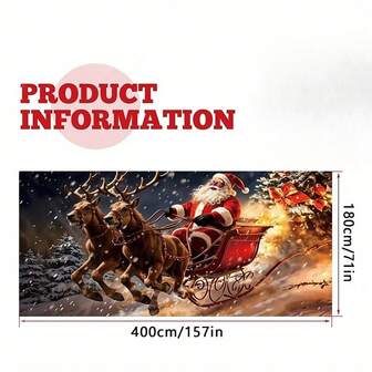 2D Santa Claus & Reindeer Christmas Garage Door Banner - Durable Polyester, Large Holiday Wall Mural, Suitable For Holiday Home Decor