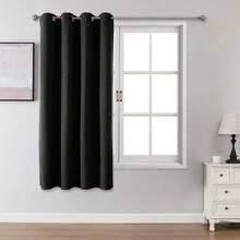 1pc/2pcs Linen-Like Blackout Curtains, Available In Multiple Sizes For Bedroom, Living Room, Home Theater, Dining Room, With Eyelets - Black - View 22