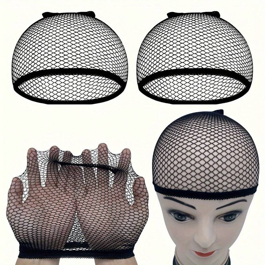 男女通用成人弹力高弹网状假发帽，封闭式发网，黑色发网套装（2个装可选），护发配件套装，美发工具，美发用品，旅行必备，旅行，理发师，发型师，理发师配件，情人节，美发用品，发型师，理发店，沙龙，度假必备，美发产品，理发店，情人节礼物，女士旅行必备，发型师工具 - 2個 - 查看 1
