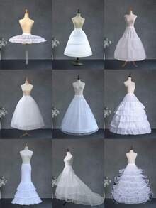 1 件女士白色 2-6 层钢圈新娘婚纱衬裙、礼服衬裙、飞碟衬裙、2 个钢圈 1 个网状公主礼服衬裙、4 层硬网无骨衬裙、4 个钢圈 5 个荷叶边衬裙、3 个钢圈 1 个网状拖尾衬裙、3 层水晶薄纱美人鱼衬裙、超大 6 个钢圈 6 个网状衬裙 - 白色 - 查看 2