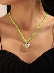 Kalung Manik-Manik Warna-warni Gaya Liburan, Rantai Tulang Selangka Kepiting, Kalung Serbaguna - MultiWarna - View 1