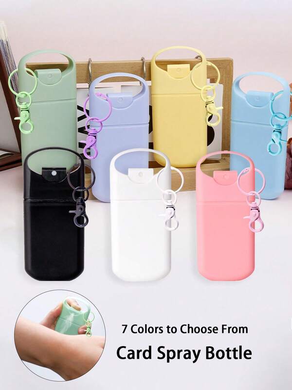 1pc 20/30ml Square Refillable Plastic Mini Perfume Spray Card Bottle, Pull Ring Card Spray Bottle With Key Chain, Travel Portable Alcohol Sub Bottle, Oral Spray Bottle, Pendant Spray Bottle, Portable Spray Bottle,Multi-Color, Portable, Fragrance-Free, Compact Design For Travel, Hydrating Mist & Aromatherapy
