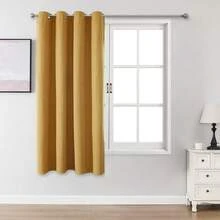1 件/2 件仿亚麻遮光窗帘，多种尺寸可选，适用于卧室、客厅、家庭影院、餐厅，带孔眼 - 薑黃 - 查看 23