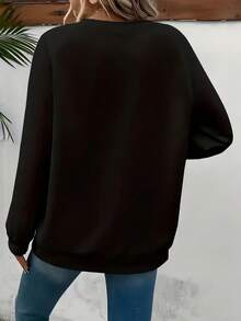 ME TENEIS HASTA EL CO.ÑO Bedruckter Sweatshirt mit Fleecefutter in weiter Passform, Rundhalsausschnitt, Lässig/College Stil, geeignet für den täglichen Gebrauch, Familientreffen, Frühjahrsferien, Frühling/Sommer, Valentinstag, Karneval, Party, Strand, Hochzeit, Gym - Schwarz - Übersicht 6