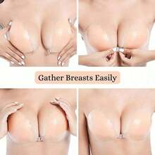 1pc Women's Solid Color Silicone Adhesive Bra, Thinly Padded Push-Up Nipple Covers Suitable For Everyday Use - GJXT-d - View 2