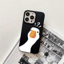 Funda protectora para phone con orificios grandes, diseño de pato blanco y signo de interrogación, compatible con phone 16 Pro Max, 16, 15 Pro, 14, 14 Plus/14 Pro Max, 13, 13 Pro, 12 Pro y 11/11 Pro. Regalos para cumpleaños y festividades - Negro - Ver 1