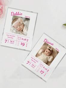 1pc Custom Birth Picture Frame, Personalized Photo Acrylic Picture Frame, Custom Birth Stat Picture Frame, Personalized Photo Frame, Personalized Baby Shower Gifts, New Gift For Housewarming Living Room, Bedroom - Hot Pink - View 4