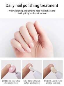 五合一迷你电动美甲抛光套装，包含修剪指甲、打磨指甲、抛光、指甲钻头、电动指甲抛光器、去除角质层，便携式美甲护理工具，美甲用品，适用于人造指甲 - 彩色 - 查看 5