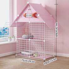2-Tier Indoor Cat House With Litter Box, Spacious Cat Condo For Short Hair Cats - Multicolor - View 3