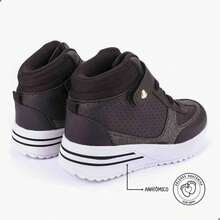 Club Happy Calcados Tênis Cano Alto Infantil Feminino Preto Casual Escolar Confortável Teen - Preto - Visão 3