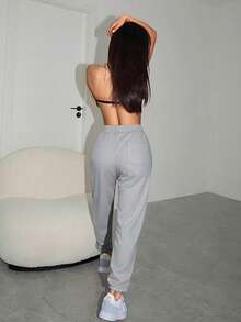 Joggers de Mujer Plus Size con Elástico y Listón al Frente – Calientitos y de Alta Calidad - Gris Claro - Ver 2