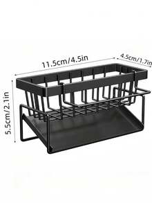 1 Piece Carbon Steel Sink Storage Rack, Kitchen/Bathroom Storage Drain Rack, Multi-Function Wall Storage Rack, Storage Artifact, Space-Saving Storage Rack, Sturdy And Durable, Suitable For Storage Of Sponges, Soaps, Brushes, Rags, Cleaners And Toiletries, Including Brush Holder, No Drilling Required, Easy To Install, Built-In Drain Pipe, Sink Dishcloth Storage Rack, Home Multi-Function Storage Rack, Home Organization Storage, Kitchen Pendant - Multicolor - View 13