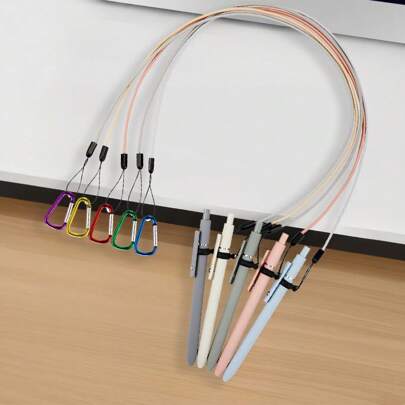 5-Pack Morandi Pen Leashes - 24" Silicone Ring Clipboard Lanyards For Office & Desk Organization