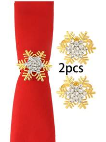 2/4/6pcs Christmas Round Snowflake Napkin Rings, Suitable For Christmas Table Decoration Napkin Holders, Classic Snowflake Napkin Rings, Christmas Snowflake Napkin Clips