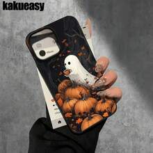 Funda protectora para teléfono con orificios grandes y diseño de calabaza fantasma, compatible con las series 16 Pro, 16, 15 Pro, 14, 14 Plus, 14 Pro, 13, 13 Pro, 12 Pro y 11/11 Pro. Regalos para cumpleaños y celebraciones. - Blanco - Ver 4