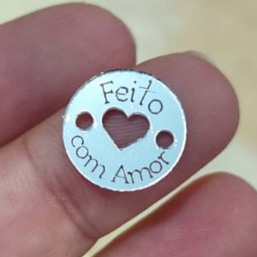 Acrylic Tags 1.5cm Written: Made With Love And Hollow Heart With 25 Units - Bạc - Xem 1
