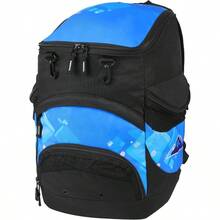 45L Swim Backpack For Gear Oversized Equipment Bag With Shoe Compartment Mesh Pockets Team Sports Backpack For Swimmers - 黑光藍正方形 - 查看 1