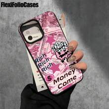 1 funda protectora para teléfono con diseño de billete rosa y orificios grandes. Compatible con phone 16 Pro Max, 16, 15 Pro, 14, 14 Plus/14 Pro Max, 13, 13 Pro, 12 Pro, 11/11 Pro (Serie Pro). Regalos para cumpleaños y festividades. Regalos para cumpleaños y festividades - Blanco - Ver 4