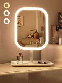 Espejo de maquillaje LED, 3 modos de iluminación, control táctil, soporte portátil, plegable para almacenamiento, espejo de maquillaje de viaje, espejo de maquillaje LED portátil recargable - Adecuado para maquillaje diario, viajes, dormitorio, escritorio de oficina, coche, apartamento pequeño, también un regalo de Navidad ideal para mujeres - Multicolor - Ver 1