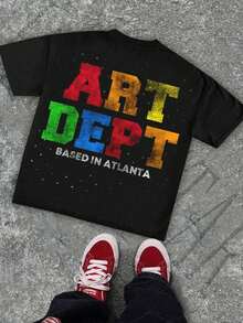 ART BASE IN ATL "Text Play Meme ATL Culture Enthusiast, Street Art Fan Lips, Rainbow Golden Teeth Street Art Dazzling Art Colorful, Exaggerated, Breaking Through The Conventional Art Story Street Art Style T-Shirt Dark Art  Play Meme Feeling T-Shirt ... Value Declaration T-Shirt, Burning Bright, No Outing, Strength, Respect Streetwear Shirt, Hometown Flag, Warning, Fashion Clothing, Pattern T-Shirt For Women, Interesting Pattern T-Shirt, Pattern T-Shirt For Men, 100% Cotton T-Shirt, Designed For Youth And Fashion. They're Here, Perfect For Casual Wear And Street Style. They Are Excellent Gifts For Friends And Family. - màu đen - Xem 2