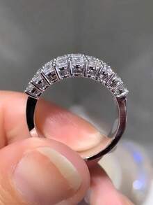 1 件奢华方晶锆石戒指，适合女士婚礼订婚派对珠宝情人节礼物 - 1# - 查看 3
