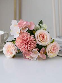 1 Stück/80 Stück 30cm künstliche Rosen Blumenstrauß Seide Hortensie Hochzeitsdekoration, Künstliche Pflanzen, Herbstdekoration Zuhause, Esszimmer, Schlafzimmer, Vase Dekoration, Feiertag Geburtstags Party Zubehör, Hochzeitsszene Szenerie Dekoration, Blumen, Valentinstag Geschenke, Neujahr DIY Material - Pink - Übersicht 7