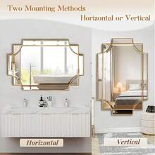 Gold Mirror For Wall, 32"X48" Large Decorative Mirrors For Wall Decor, Polished Bevelled Full Length Long Mirror For Living Room, Bathroom, Bedroom, Entryway - 金色 - 查看 5