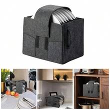 2PCS Caravan Plate Holder Tableware Storage Bag For Motorhome Campervan Boat Cupboard - Dark Grey - View 7
