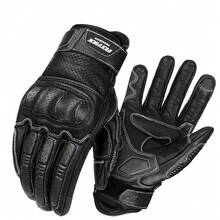 1pc Brown Vintage Leather Motorcycle Gloves, Off-Road Racing Riding Gloves, Men's Motorcycle Riding Touchscreen Gloves, Size M-XXL - Multicolor - View 15