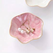 1pc Ceramic Jewelry Dish Plate With Floral Design - Multi-Use Decorative Organizer Jewelry, Cosmetics, Keys - Pastel Green, Pink, White & Speckled - Bathroom, Kitchen, Bedroom Home Decor, Bathroom Accessory, Stylish Storage, Elegant Craftsmanship, Small Item Tray, Shoppers, Jewelry Towers - 白色 - 查看 7