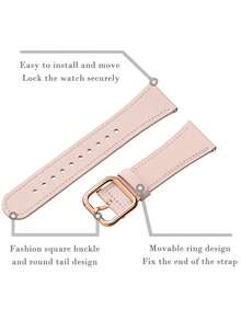 Huastonband 黑白棕軟舒適超薄手錶錶帶 玫瑰金方形扣 適用於 Galaxy Watch 7 6 5 Pro 4 Active 2 40mm 45mm 46mm 42mm Watch GT2 Pro GT3 GT4 男女通用 智慧手錶配件 手腕錶帶 20mm 22mm 快速拆裝安裝 - 淺粉色 - 查看 5