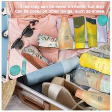 Multifunctional Travel Silicone Covers - Vibrant Colors (Pink, Yellow, Green, Blue) - Durable And Leak-Proof, Suitable For Skincare, Cosmetics, Toiletries - Ideal For Travel And Everyday Use, Travel Toiletry Storage, Fun Design, Secure Cap Feature - Multicolor - View 2