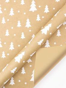 Kraft Paper Wrapping Paper Retro Christmas Tree Snowflake Gift Package Flower Paper