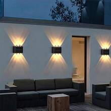 1/2/4件組 4LED/6LED/8LED 太陽能上下照壁燈，戶外防水LED階梯燈，現代裝飾壁燈，適用於戶外庭院、花園、草坪、露台、中庭、圍欄、車道、小徑裝飾燈，萬聖節、聖誕節、感恩節禮物 - 長條壁燈 - 查看 8