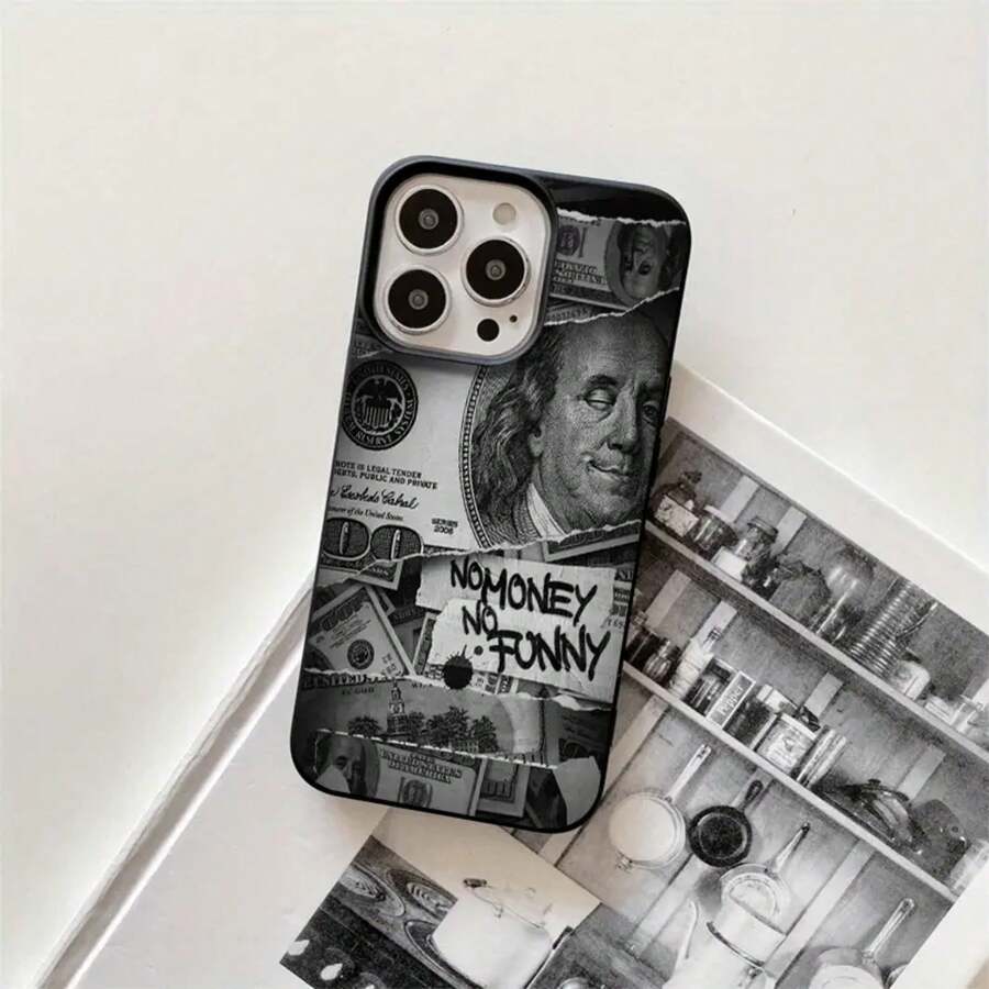 Funda protectora para phone con diseño de billete rasgado y orificios grandes. Compatible con phone 16 Pro Max, 16, 15 Pro, 14, 14 Plus/14 Pro Max, 13, 13 Pro, 12 Pro, 11/11 Pro. Regalos para cumpleaños y fiestas - Negro - Ver 1