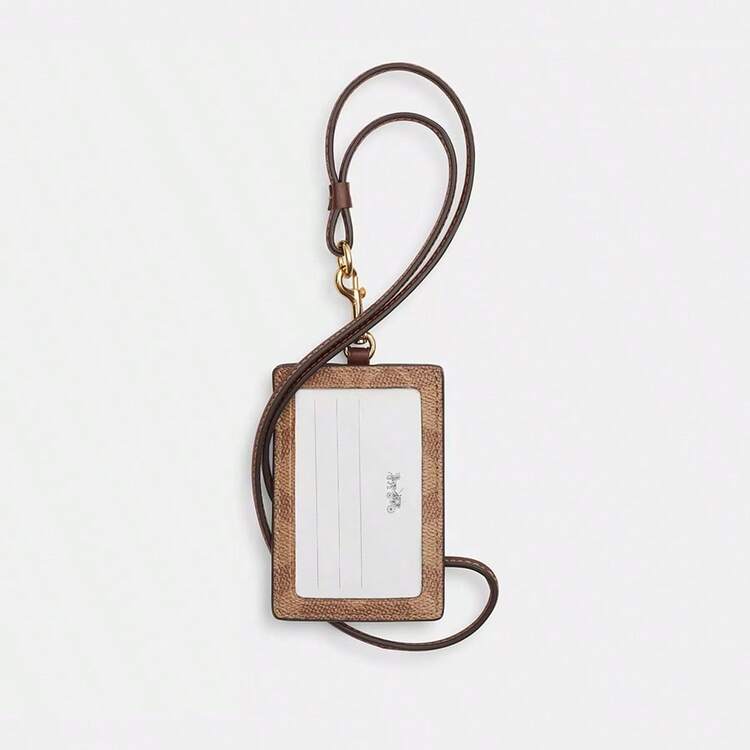 Coach ID Badge Card Holder With Clear ID Window Credit Badge Holder Slim Bag Wallet Purse For Women - Mocha Brown - View 5