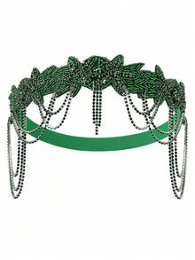 BABEYOND 1920s Flapper Headpiece Roaring 20s Headband Great Gatsby Headband Chain For Women Vintage Hair Accessory - 綠色 - 查看 7